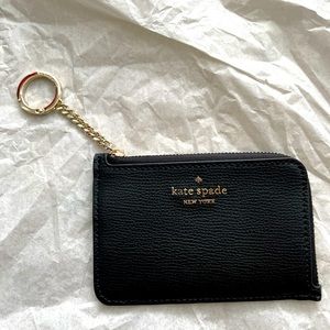 Black Kate Spade Darcy refined grain leather medium L-zip cardholder